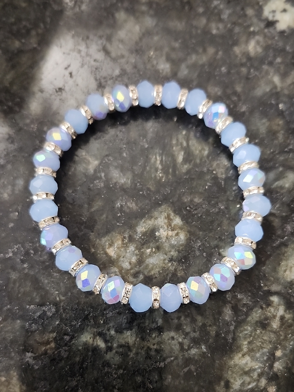 Handmade Shimmering Blue Beaded Bracelet